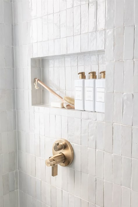 Soap Shelf Bathroom, Shower Niche Above Valve, Build In Shower Shelves, His And Her Shower Niche, In Built Shower Shelf, Build In Shelf Bathroom, Soap Niche Ideas, Wall Tile In Bathroom Ideas, Built In Shower Niche