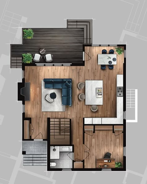 Casas The Sims Freeplay, Living Room Floor Plans, Rendered Floor Plan, Modern House Floor Plans, Modern Floor Plans, Small House Layout, Interior Design Plan, Tiny House Layout, Interior Design Drawings