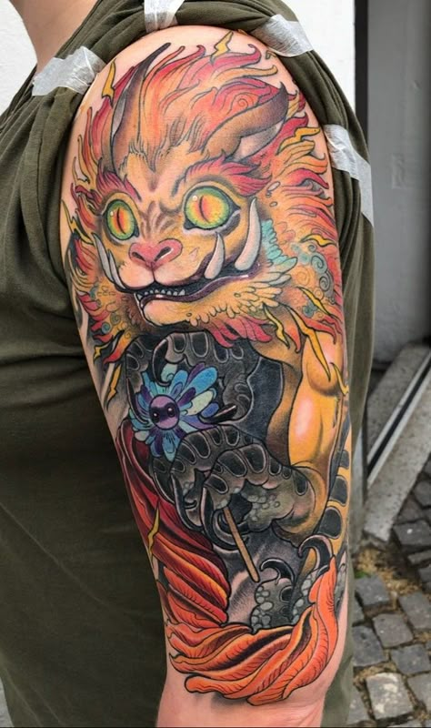 Fantastic Beast Tattoo, Fantastic Beasts Zouwu, Fantastic Beasts Tattoo Ideas, Harry Potter Creatures Tattoo, Zouwu Fantastic Beasts, Fantastic Beasts Tattoo, Niffler Tattoo, Harry Potter Sleeve, Harry Potter Creatures