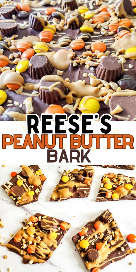 Cut up pieces of peanut butter bark. Reeses Bark, Peanut Butter Bark Recipes, Peanut Butter Chocolate Bark, Bark Recipes Easy, Candy Bark Recipes, Holiday Bark, Peanut Butter Bark, Mini Peanut Butter Cups, Christmas Bark Recipes