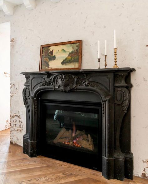 Beautiful #custombedroom by @havenbuilders . Our #louisxv #mantel in #antique #honedblack finish. #fireplacemantel #stonemantel… | Instagram Victorian Fireplace Mantels, Ornate Fireplace, Gothic Fireplace, Cast Stone Mantel, Accessories Wallpaper, Stone Mantel, Black Fireplace, Victorian Fireplace, Cast Iron Fireplace