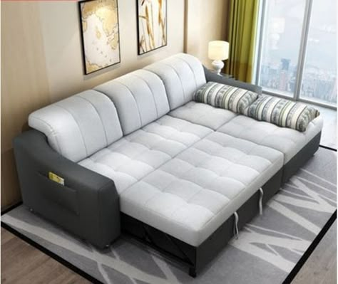 Sofa-cum-beds are an excellent furniture option if you enjoy playing the host but find that you’re short of space! After you’ve entertained your guests in the living room, turn your sofa into a single or double bed, and provide your guests with a comfortable place to sleep. Pick a sofa-cum-bed design that comes with castor wheels. This allows you to easily push the added couch away and move it to another room if you want to give your guests more privacy. #sofacumbed #designideas #guestroom #tips Sofa Come Bed, Quality Sofa Bed, Sofa Bed For Small Spaces, Cheap Living Room Sets, Sofa Cum Bed, Beds For Small Spaces, Storage Furniture Living Room, Modern Sofa Bed, Sofa Bed Design