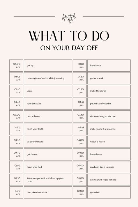 How To Plan Your Week To Be Productive, Whole Day Study Routine, Productive Day Plan, Day Off Schedule, How To Plan My Day, What To Do On Day Off, What I Do In A Day, Plan Your Day Aesthetic, Ways To Be More Productive