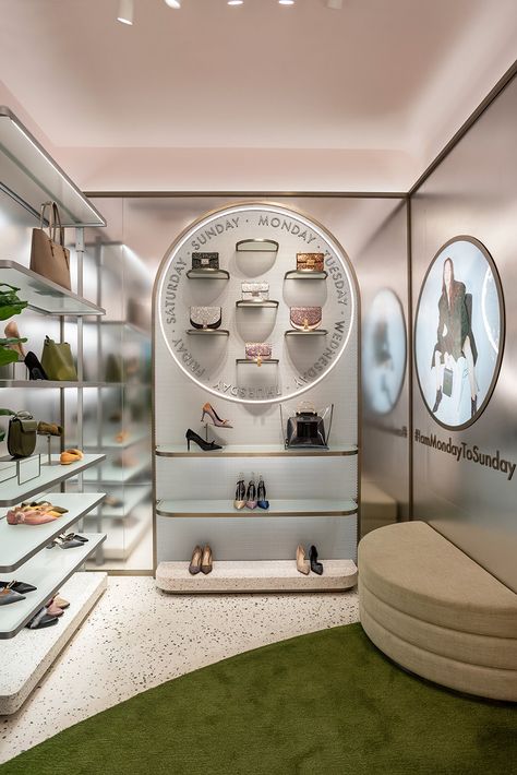 MON to SUN | Christian Lahoude Studio | Archinect Shoes And Bags Shop Interior Design, Bags Shop Interior Design, Shoe Store Display, Shoe Store Design, Retail Store Interior Design, Clothing Store Interior, Retail Interior Design, Store Design Boutique, Retail Store Interior