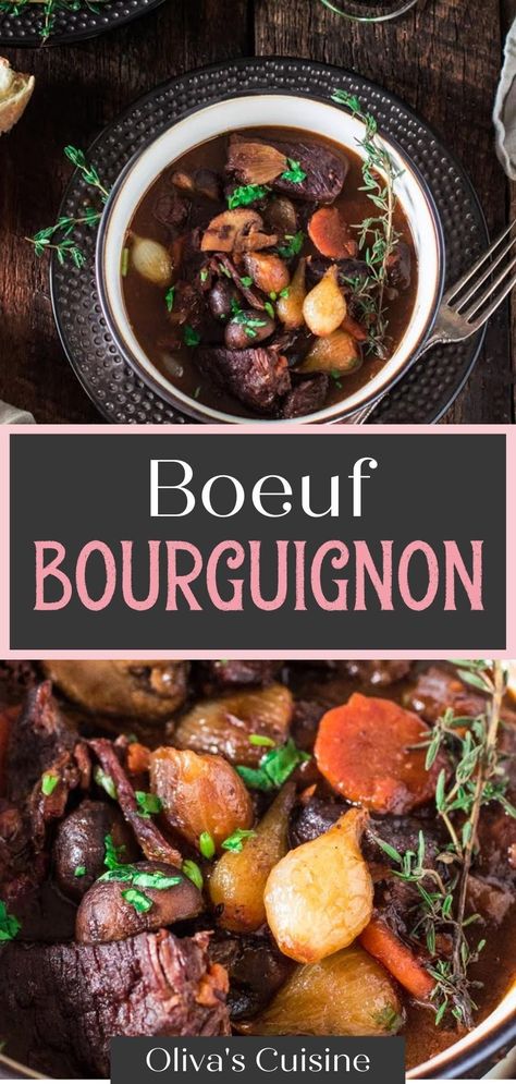 French Beef Bourguignon, Slow Cooked Beef Stew, Beef Braised, Braised Beef Stew, Braised Beef Recipes, French Beef Stew, Braising Recipes, Beef Stew Meat Recipes, Beef Bourguignon Recipe