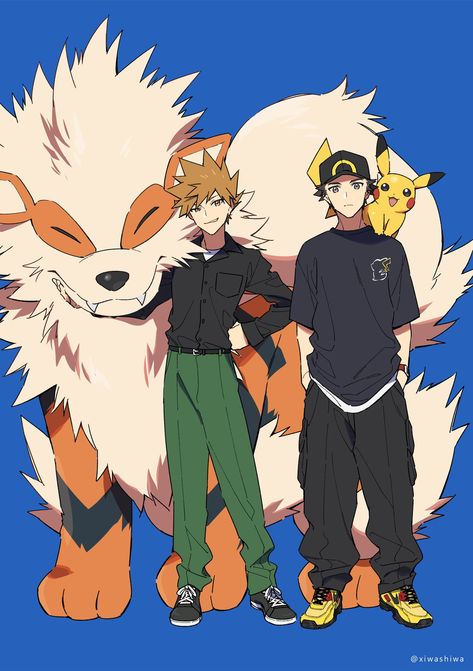 Arcanine And Trainer, Pokemon Trainer Illustration, Arcanine Wallpapers, Red Pokemon, Gijinka Pokemon, Pokemon Red Blue, Pokemon Game Characters, Arte Monster High, Pokemon Blue