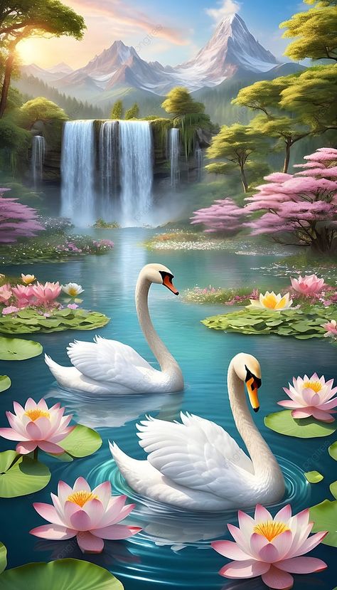 Beautiful Waterfalls Painting, Natural Images Hd, Water Fall Images, Vastu Wallpaper For Phone, Drawing For Wallpaper, Waterfall Wallpaper Hd, Cute Nature Wallpapers, Summer Landscape Wallpaper, Water Lotus Flower