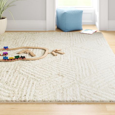 Foundstone™ Silva Performance Beige/Cream Rug & Reviews | Wayfair Nursery Rugs Neutral, Nursery Rugs Boy, Boys Room Rugs, Cozy Basement, Playroom Rug, Cozy Dog Bed, Deck Box Storage, Baby Room Rugs, Kids Room Rug