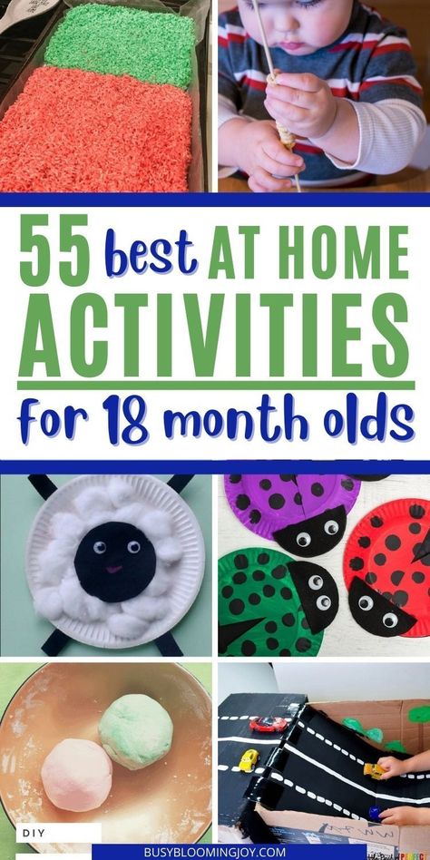 Got a busy 18 month old? Try these fun easy toddler activities for kids under 2 years old. The best 18 month old activities to do at home - educational, learning activities to help develop speech, language, fine + gross motor skills, Montessori play ideas to keep toddlers engaged. Sensory activities for toddlers 18 month old including DIY sensory bins, sensory tables, finger painting, crafts, art projects, printable, paint & pom-pom activities. Easy indoor toddler activities for 18 month olds 16 Month Old Activities Indoor, Learning Activities For 18month Old, 15 Month Old Crafts, Crafts For 20 Month Old, Activities For 19 Month Old Toddlers, Indoor Activities For 18month Old, Activities For 21 Month Old, Easy Fine Motor Activities For Toddlers, Inside Toddler Activities