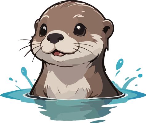 AI generated Cute Otter Cartoon Otter Drawings Cute, Sea Otter Cartoon, Otter Art Illustration, Otter Cute Art, Otter Outline, Otter Icon, Cute Otter Art, Cute Otter Drawing, Sea Otter Drawing