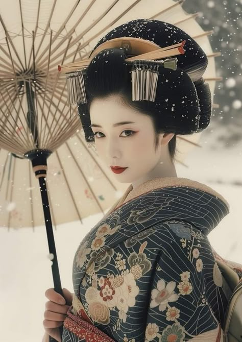 Japanese Theme, Japanese Umbrella, Memoirs Of A Geisha, Kimono Japan, Traditional Japanese Kimono, Geisha Art, Traditional Kimono, Portrait Photography Women, 3d Tattoo