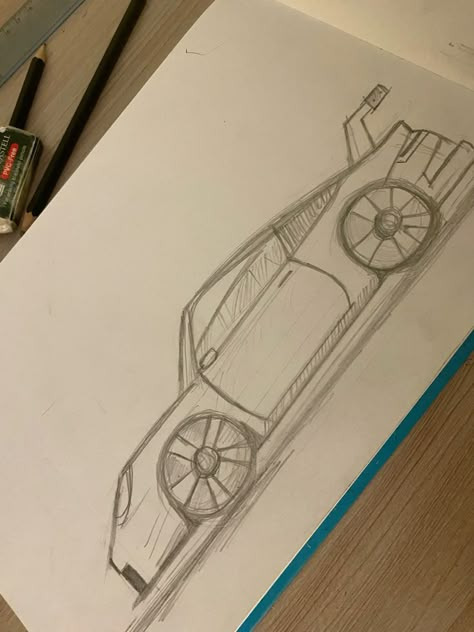 Retro Cars Drawing, Race Cars Drawing, Sports Car Drawing Easy, Car Drawings Step By Step, Cars Easy Drawing, Drawing Cars Easy, Drawing F1 Car, Easy Cars Drawing, Supra Drawing Easy