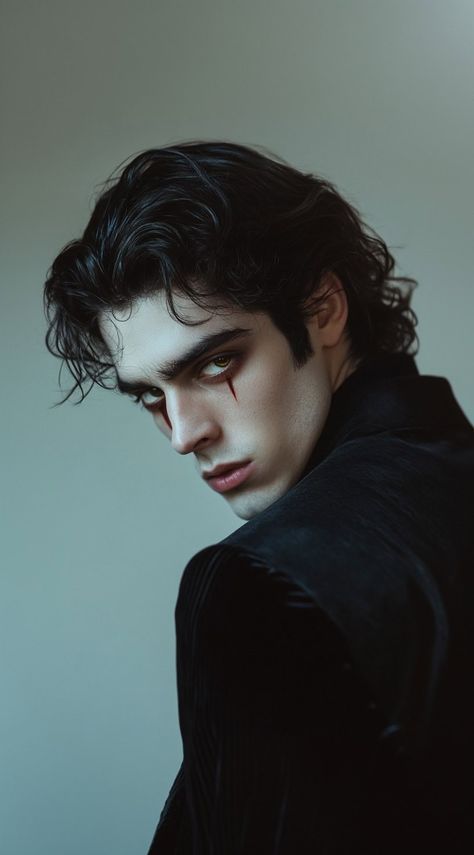 23 Vampire Hairstyles for Men: Stand Out This Halloween Vampire Makeup Men Halloween, Male Vampire Halloween, Men Halloween Photoshoot, Cool Male Halloween Costumes, Simple Vampire Makeup Men, Vampire Man Outfit, Vampire Face Paint For Men, Male Vampire Makeup Halloween, Male Vampire Reference