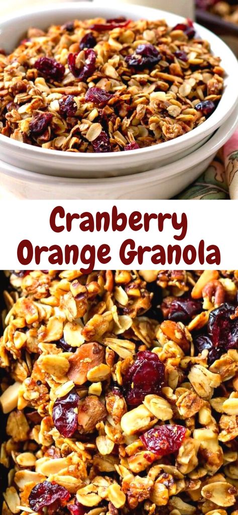 Cranberry Orange Breakfast, Orange Granola, Healthy Homemade Granola Recipe, Orange And Cranberry, Breakfast Granola, Orange Breakfast, Easy Homemade Granola, Homemade Granola Healthy, Granola Recipe Healthy