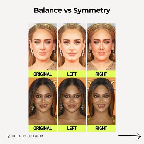 🧠 Facial Symmetry vs Facial Balance: What’s the Difference? Ever wondered why some faces are so captivating? It often comes down to facial symmetry and facial balance. Let’s break it down! 👇 🌟 Facial Symmetry Facial symmetry refers to how identical the two halves of your face are. Imagine drawing a line down the center of your face – if both sides mirror each other, that’s symmetry! Example: Think of your favorite celebrity’s perfectly aligned eyes, nose, and mouth. 🔄 Facial Balance F... Imagine Drawing, Asymmetrical Face, Facial Symmetry, Beauty Science, Diverse Beauty, Facial Rejuvenation, Unique Beauty, Female Entrepreneur, A Face