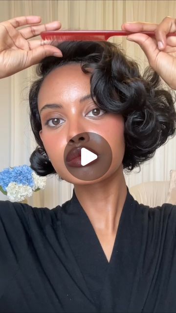 Roller Pins Hair, Roller Set Short Hair Black Women, Silk Wrap Hairstyles For Black Women, How To Curl And Style Short Hair, Natural Hair Curly Bob, Pin Curls Short Hair Black Women, Roller Set Curls For Black Women, Bob Roller Set, Black Hair Roller Set Styles