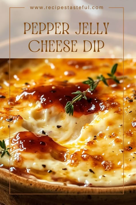 A creamy and tangy cheese dip topped with sweet and spicy pepper jelly, perfect for entertaining or as a tasty snack! Cheesy Pepper Jelly Dip, Baked Goat Cheese Marinara Dip, Pepper Jelly Cheese Spread, Dips With Pepper Jelly, Cream Cheese And Red Pepper Jelly Dip, Tipsy Housewife Pepper Jelly Cheese Dip, Fall Game Day Food, Hot Pepper Dip Cream Cheeses, Cream Cheese And Spicy Jelly