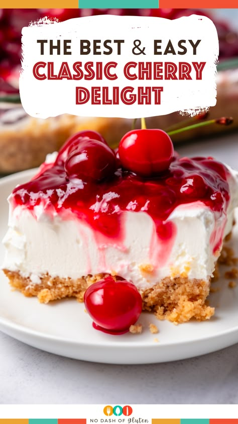 Classic Cherry Delight Cherry Breeze Dessert, Cherry Cheesecake Pie Recipe, Cherry Cheesecake Lush Recipe, Classic Cherry Cheesecake, Cherry Cheese Delight, Cherry Delight Dessert With Pecan Crust, Cherry Cheesecake Pie No Bake, Cherries In Snow Dessert, Cheery Cheesecake Recipes Easy