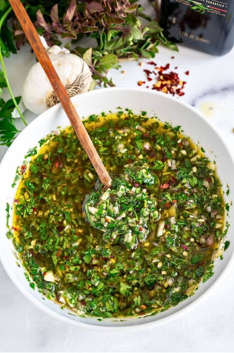 Whole 30 Chimichurri Sauce, Quick Chimichurri Sauce, Simple Chimichurri Sauce, Chimichurri Steak Bites, Lamb Chimichurri Recipe, Brazilian Chimichurri Sauce, Chimmi Churri Sauce Steak, Spicy Chimichurri Sauce, Homemade Chimichurri Sauce