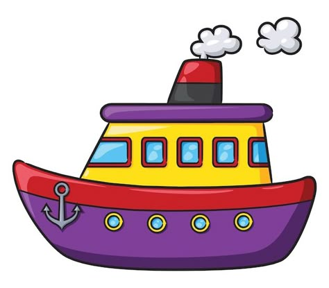 Vector ship cartoon | Premium Vector #Freepik #vector #sailboat #boat #ship-sailboat #marine Ship Cartoon Images, Ship Cartoon Drawing, Ship Clip Art, Boats Drawing, Cartoon Boat, Boat Clipart, Ship Clipart, Family Tree Images, Boat Images