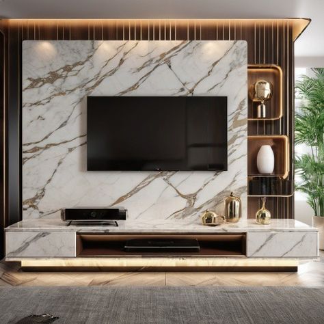 Bedroom With Living Area, Lcd Wall, Marble Walls, Tv Unit Design Modern, Modern Tv Wall Units, Tv Wall Units, Room Tv Unit, Tv Unit Designs, Living Room Tv Unit Designs