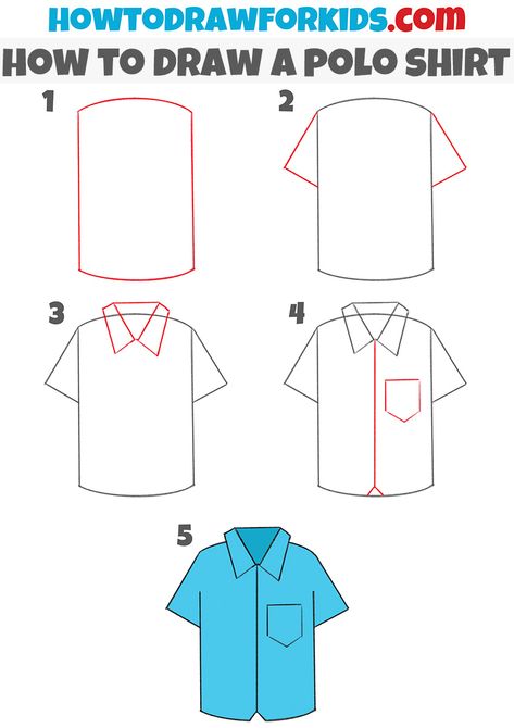 how to draw a polo shirt step by step How To Draw T Shirts Step By Step, Polo Drawing, Polo Shirt Drawing, Shirt Drawing Tutorial, How To Draw A T Shirt, How To Draw Shirt, Clothes Drawing Easy, How To Draw Clothes Step By Step, How To Draw Shirts