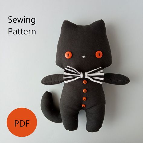 sewing toys patterns Cat Doll Pattern, Cat Sewing Pattern, Cat Sewing, Halloween Sewing Projects, Colorful Hairstyles, Stuffed Cat, Halloween Sewing, Make Halloween, Cute Sewing Projects