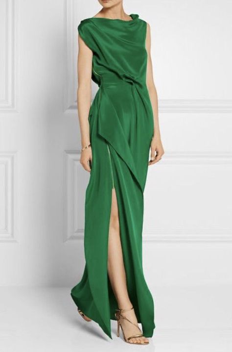 Green Gown, Maxi Dress Cocktail, Roland Mouret, Gorgeous Gowns, Silk Crepe, Looks Style, Beautiful Gowns, I Dress, Pretty Dresses