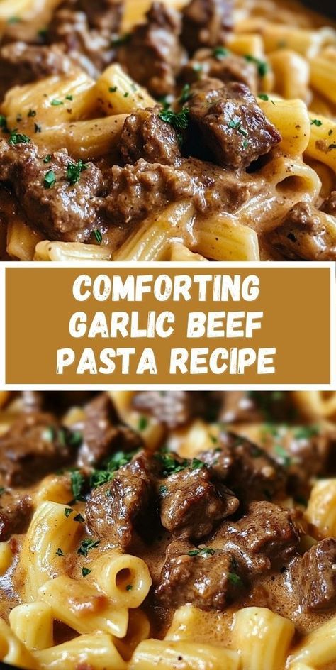 Beef Recipes In Crockpot, Beef Pasta In Creamy Garlic Sauce, Crock Pot 8 Hour Recipes, Dinner Ideas With Stewing Beef, Beef Stew Meat Pasta Recipes, Dinner Ideas Easy Steak, Large Pasta Recipes, Pasta And Protein Recipes, Crockpot Supper Recipes