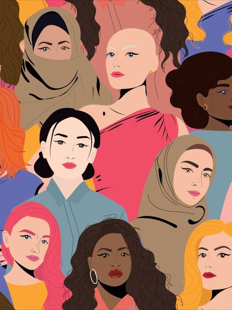 Womens History Month Women's Month Illustration, Womens History Month Wallpaper, Women’s History Month, Woman History Month, Valentine Paintings, Billboard Ideas, Women Of History, Diversity Art, Diverse Women