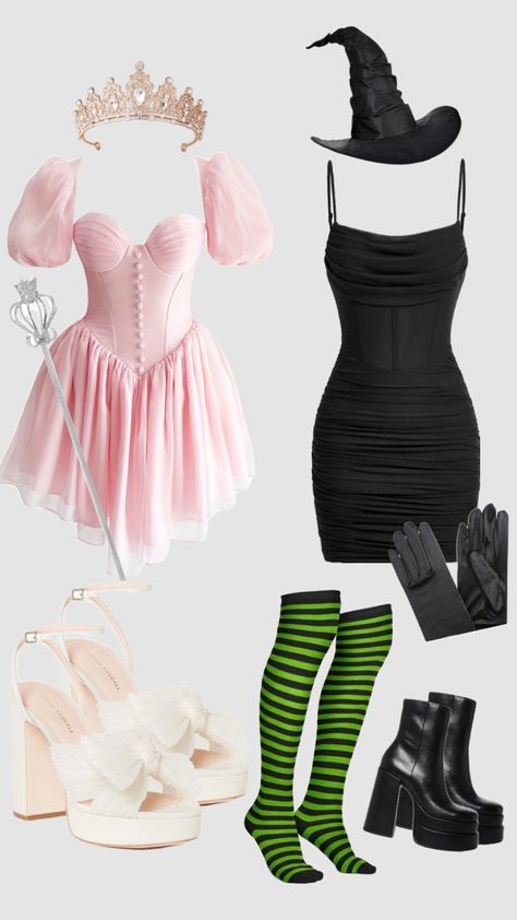 Halloween | costume ideas for duos | costume ideas | costumes for two | witch | Glinda costume | wicked witch of the west costume | wicked musical #outfitinspo #halloween #witch #costume Duos Costume Ideas, Witch Of The West Costume, Duos Costume, Costumes For Two, Elphaba Costume, Glinda Costume, Wicked Witch Costume, Fun Halloween Outfits, Halloween Costume Ideas For Duos