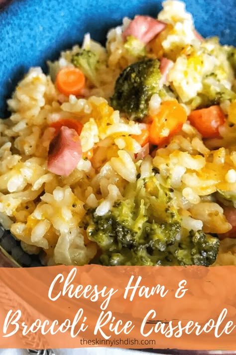 My Cheesy Ham and Broccoli Rice Casserole is an easy and delicious way to use your holiday leftovers in a fun and tasty way! #holidayleftovers #hamcasserole Broc Casserole, Ww Casserole, Gf Entrees, Ham And Rice Casserole, Ham And Broccoli, Ham Casserole Recipes, Ham Broccoli, Rice Ideas, Skinnyish Dish