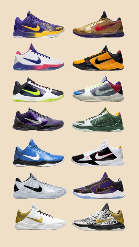 Check out these iconic Kobe 5 colorways. Which one is your favorite? Let us know! #KobeBryant #Kobe5 #MambaMentality #Sneakerhead #BasketballSneakers #NikeKobe #BballKicks #Basketball Jordan Shoe Wallpapers, Shoe Wallpapers, Drippy Shoes, Kobe Sneakers, Kobe 5, Hoop Shoes, Nike Sneakers Mens, Jordan Shoe, Shoes Wallpaper