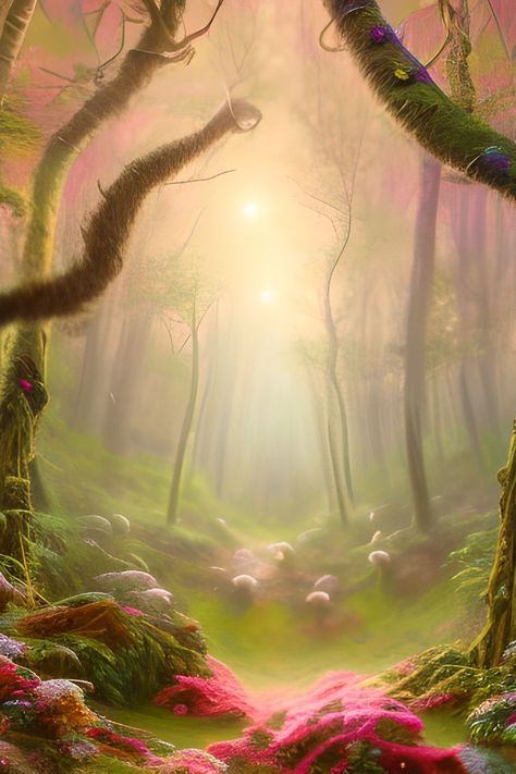 Design features a digital art image of a mythical forest aesthetic. Mythical Forest Aesthetic, Forest Aesthetic Art, Mythical Forest, Mythic Creatures, Photoshop Wallpapers, Fairytale Aesthetic, Forest Aesthetic, Forest Backdrops, Mystical Forest