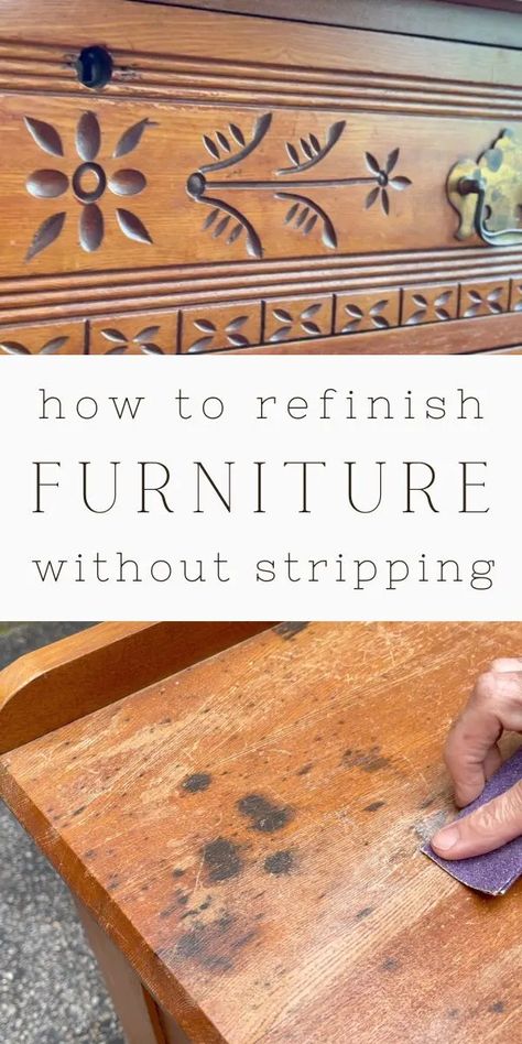 Furniture Restoration Wood, Wood Restoration Diy, Refinishing Vintage Furniture, Stripping Dresser Wood Furniture, Stripping Dark Stained Furniture, Antique Restoration Wood Furniture, Restoring A Dresser, Strip And Restain Furniture, How To Restore Antique Wood Furniture