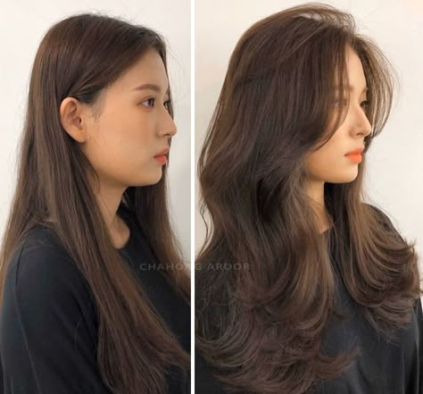 Korean Long Hair, Haircut Medium, Hairstyle Tutorials, Layered Hairstyles, Hairstyles For Layered Hair, Haircut Styles, Haircuts For Medium Hair, Haircuts Straight Hair, Brown Blonde Hair