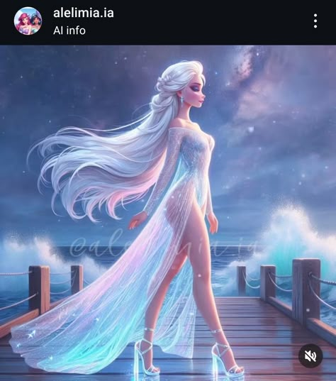 Elsa Anime Art, Elsa Frozen Pictures, Dark Disney Princess Art, Elsa Pics, Elsa Anime, Elsa Mermaid, Elsa Photos, Elsa Fanart, Goth Disney Princesses