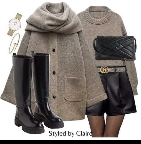 Look Zara, Beige Outfit, Looks Party, Winter Chic, Autumn Outfit, Leather Shorts, Mode Inspiration, Winter Fashion Outfits, Fall Winter Outfits