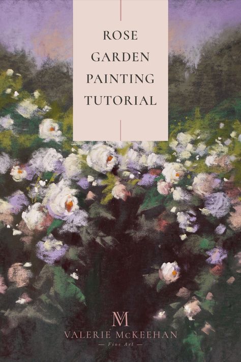 Welcome to my very first full-length soft pastel painting tutorial. I have been enamored by roses lately and recalled a memory of a magical rose garden from a visit to Longwood Gardens. I only had a simple video and a few lousy reference photos so I had to rely on my feelings to tell the story from that day. This tutorial will take you step-by-step through creating this impressionistic scene as I share my thought process. I hope you enjoy! Soft Pastel Art Tutorials Step By Step, Soft Pastel Tutorial Step By Step, Soft Pastel Tutorial, Soft Pastel Art Tutorials, Pastel Painting Tutorial, Pastel Landscapes, Soft Pastel Painting, Soft Pastels Drawing, Simple Video