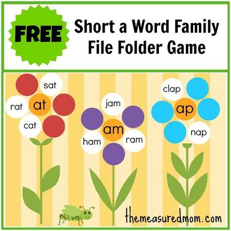 Easy Science Projects, Word Games For Kids, The Measured Mom, Measured Mom, Word Family Activities, Folder Activities, Word Family Worksheets, Family Worksheet, File Folder Activities