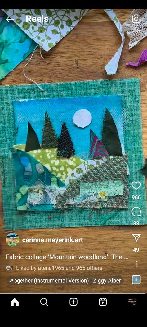 Ziggy Alberts, Fiber Art Collage, Textile Art Projects, Collage Landscape, Landscape Art Quilts, Simple Collage, Applique Art, Textile Art Embroidery, Fabric Postcards