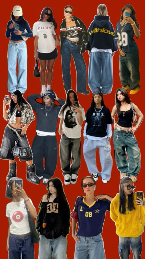 #90s #streetwear #coolgirl #street Baggy Streetwear Women, 90s Streetwear Aesthetic, Ahs Style, 90s Street Style, Street Style Outfits Casual, Streetwear Outfit Ideas, 2000s Streetwear, Thrift Inspo, Outfit Inspo Casual