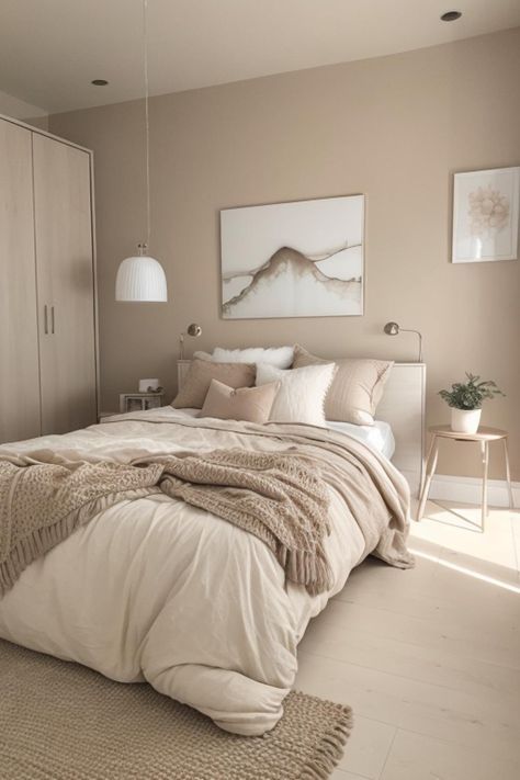 Neutral Cream Bedroom, Gold And Beige Bedroom Decor, Beige Cream Brown Bedroom, Cream Beige And Gold Bedroom, Light Brown And White Bedroom Ideas, Beige Bedroom Decor Neutral Tones, Light Brown And White Bedroom, White Gold And Beige Bedroom, Beige Bedroom White Furniture