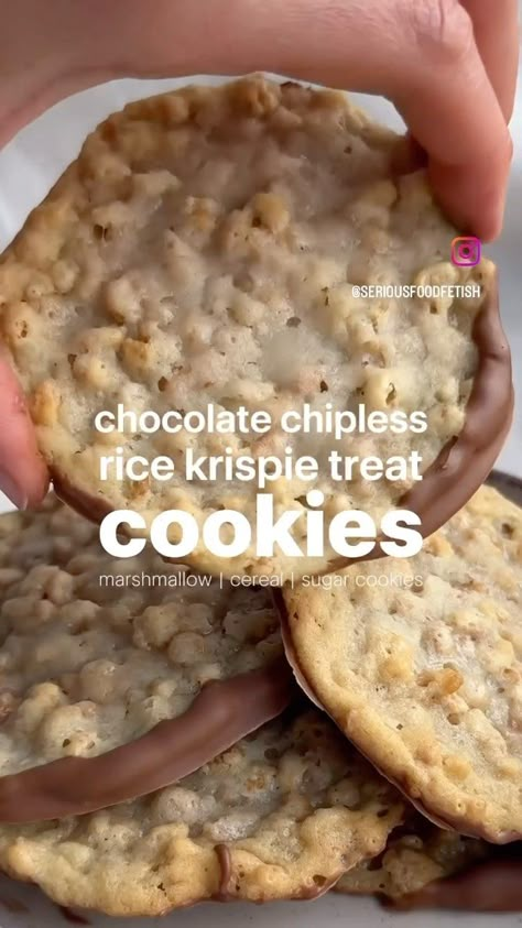 Tasty Tales Haven | Food Page | Who needs chocolate chips when you’ve got the crunch? Say hello to Chocolate Chipless Rice Krispie Treat Cookies—crisp, chewy, and... | Instagram Chocolate With Coconut Oil, Coconut Oil Recipe, Marshmallow Cereal, Chocolate Rice Krispies, Crispy Chocolate Chip Cookies, Cereal Cookies, Cookie Crisp, Smart Food, Food Swaps