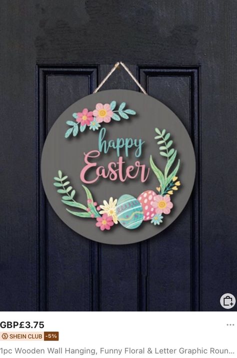 Easter Door Decorations, Decoration For Easter, Easter Wood Signs, Easter Front Door, Happy Easter Sign, Easter Door Hanger, Easter Sign, Floral Signs, Wooden Wall Hanging