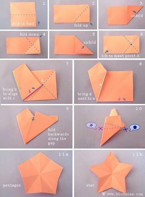 Tutorial Origami, Origami Star, Origami Fish, Instruções Origami, Astuces Diy, Origami Stars, Diy Origami, Paper Crafts Origami, Origami Tutorial