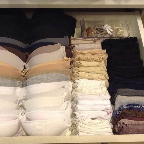 Apartment Closet Organization, Room Organization Bedroom, House Organisation, Wardrobe Organisation, Dresser Organization, Lingerie Drawer, Home Organisation, Drawer Organizers, Room Makeover Inspiration