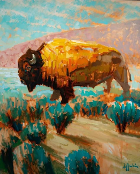 Dreamland Buffalo Pictures, Buffalo Painting, Bison Art, Buffalo Art, Fire Breather, Western Paintings, Beautiful Oil Paintings, Cowboy Art, My Art Studio