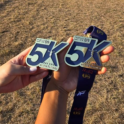 Laced up for the #DFW50 earlier this month 👟 I am beyond grateful I had the opportunity to "run" a race on an airport runway. 🛫 The #DFWrunway5k was such a memorable experience. Watching planes take off as the sun rose was 1000% worth the early wake-up. Shout out to @kathylinotgifford for influencing me to sign up! Thank you, @dfwairport, for hosting this event. Cheers to another 50 years! 🥂 10 K Marathon, Running A 5k Aesthetic, Running Manifestation, 5k Aesthetic Vision Board, 5 Am Wake Up, Vision Board Experiences, Run 5k Vision Board, 10k Race Aesthetic, 5k Marathon Aesthetic