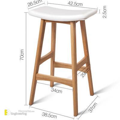 35 Standard Sizes For Different Types Of Furniture - Engineering Discoveries White Wood Bar Stools, Outdoor Wood Bar, Bar Chairs Diy, Wood Bar Top, Bar Countertops, Wood Bar Table, White Bar Stools, Kursi Bar, Wooden Bar Stools